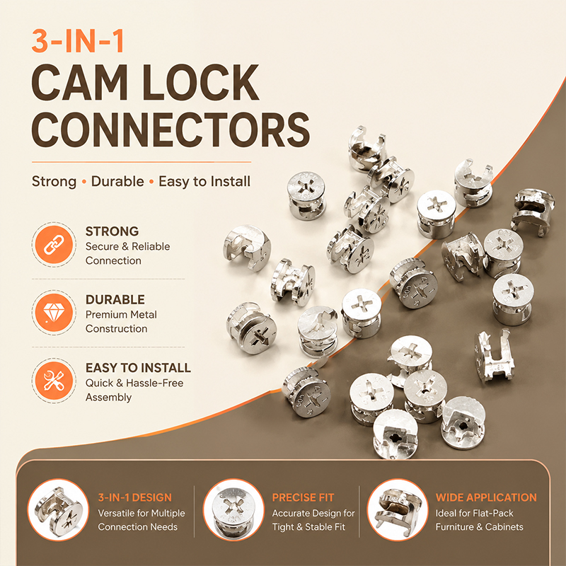 Furniture Knock Down Hardware - 3'ü 1 arada Eksantrik Tekerlek Bağlantı