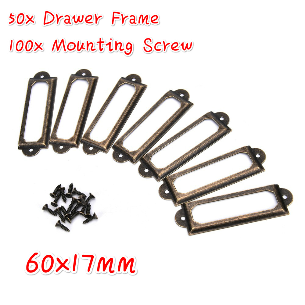 Furniture Hardware Names - 50 adet antik pirinç Metal etiket
